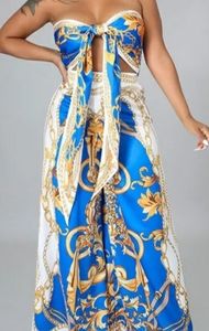 Women's 2 Piece Silky Top/Wide Leg  Pants Set (M)(L)